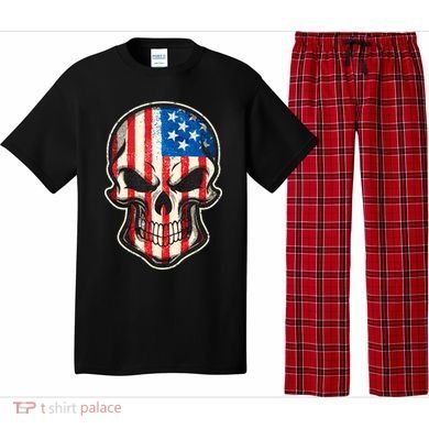 American Flag Human Skull Pajama Set
