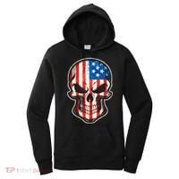 American Flag Human Skull Women's Hoodie thumb 0