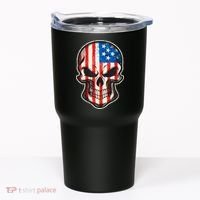 American Flag Human Skull Tumbler thumb 0