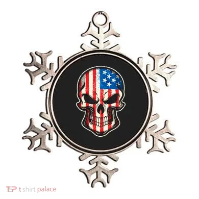 American Flag Human Skull Ornament