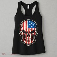 American Flag Human Skull Women's Tank Top thumb 3