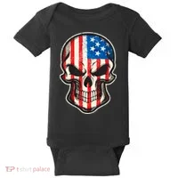 American Flag Human Skull Baby Bodysuit thumb 0