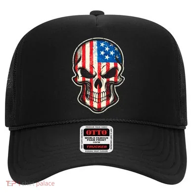 American Flag Human Skull Hat