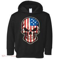 American Flag Human Skull Toddler Hoodie thumb 0