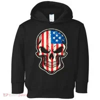 American Flag Human Skull Toddler Hoodie thumb 0