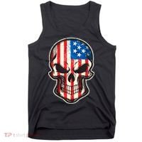 American Flag Human Skull Tank Top thumb 0