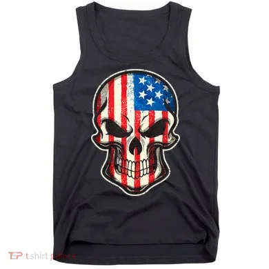 American Flag Human Skull Tank Top
