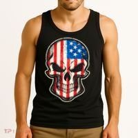 American Flag Human Skull Tank Top thumb 3