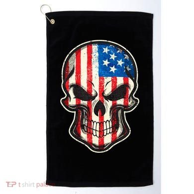 American Flag Human Skull Golf Towel