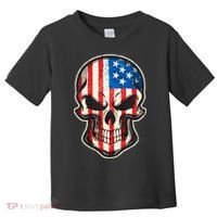 American Flag Human Skull Toddler T-Shirt thumb 0