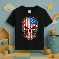 American Flag Human Skull Toddler T-Shirt thumb 3