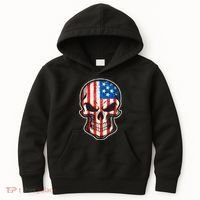 American Flag Human Skull Kids Hoodie thumb 0