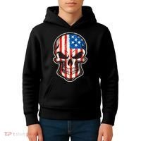 American Flag Human Skull Kids Hoodie thumb 4