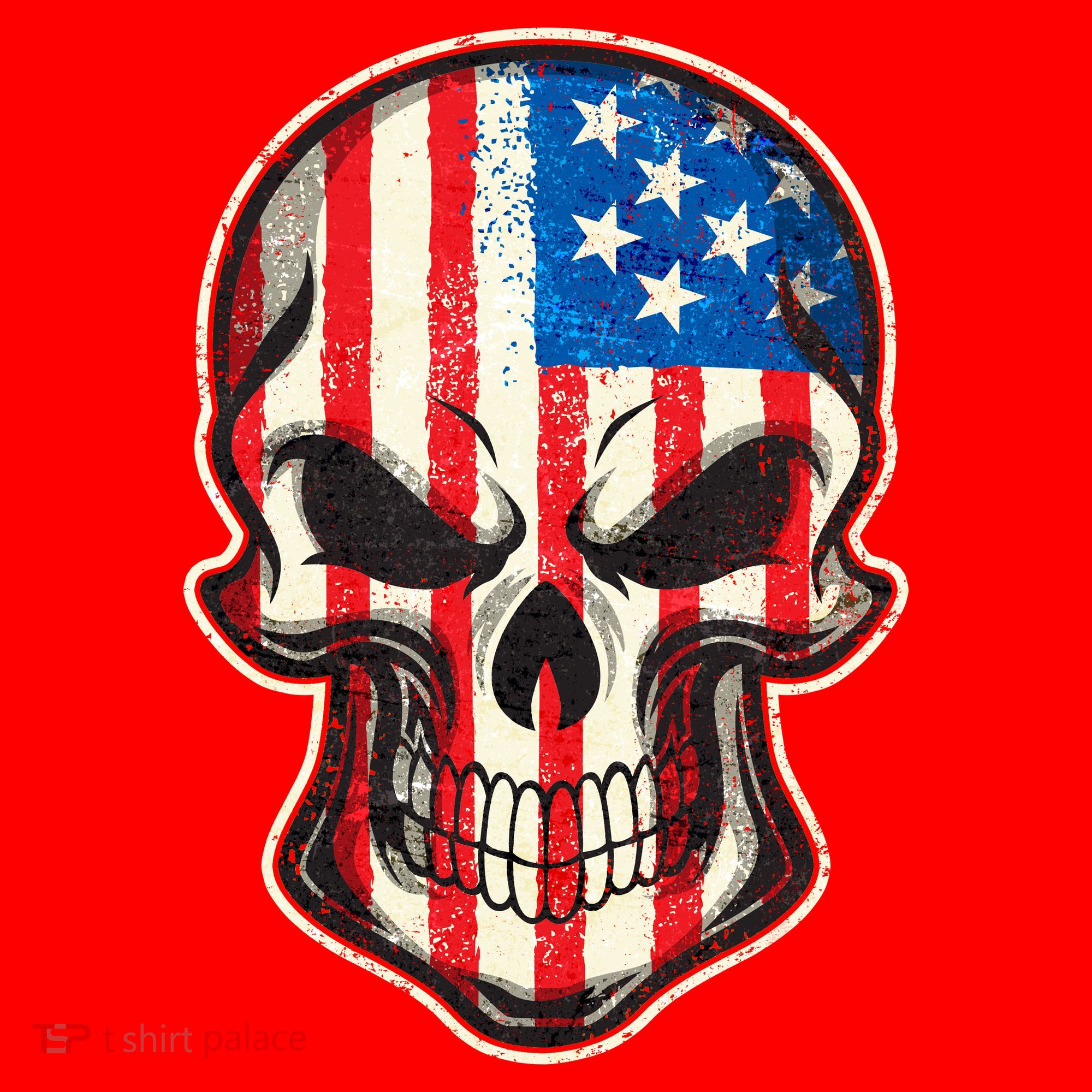American Flag Human Skull Santa Hat
