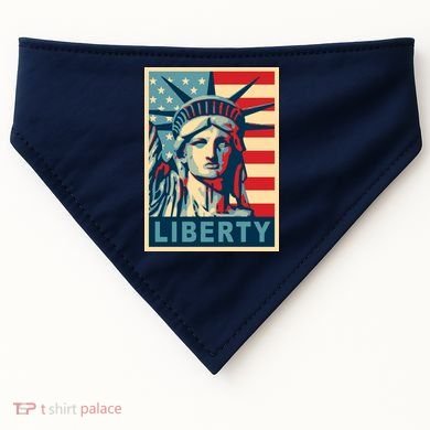 American Flag Statue Of Liberty USA-Made Doggie Bandana
