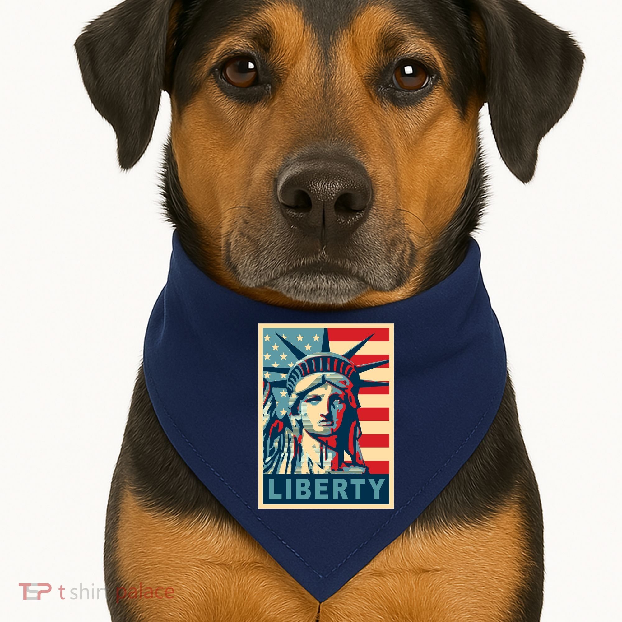 American Flag Statue Of Liberty USA-Made Doggie Bandana