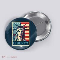 American Flag Statue Of Liberty Button thumb 0