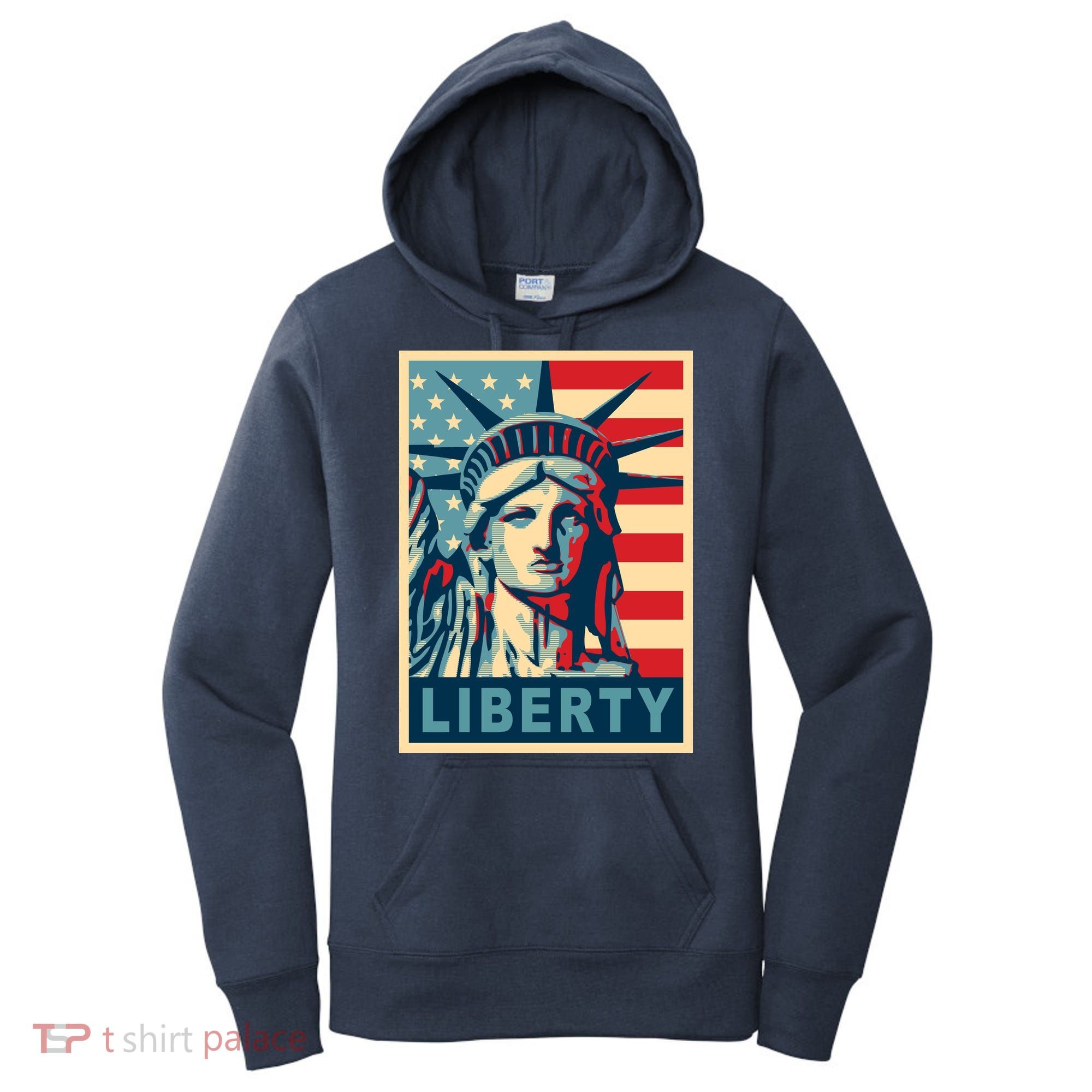American Flag Statue Of Liberty Women's Hoodie