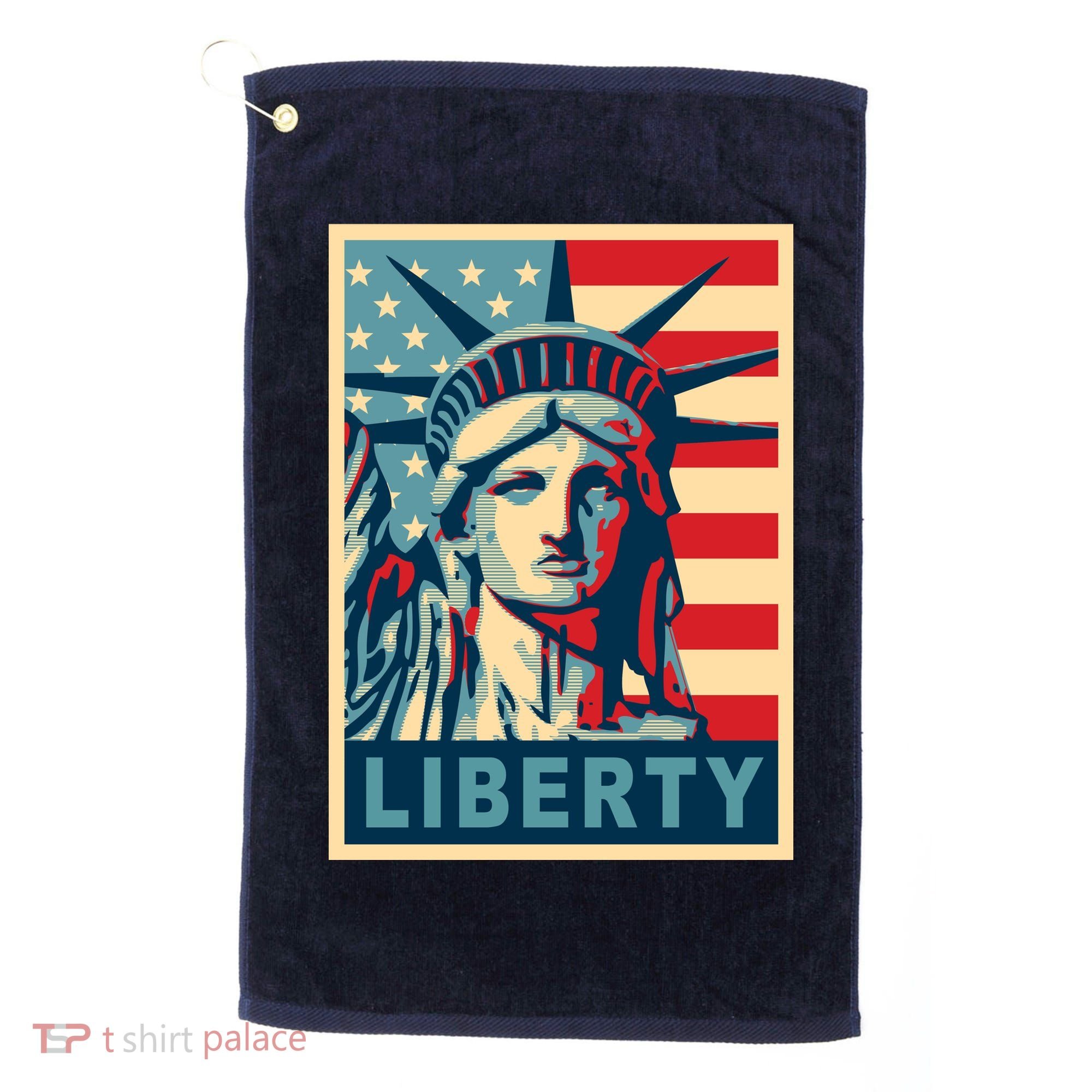 American Flag Statue Of Liberty Golf Towel