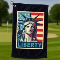 American Flag Statue Of Liberty Golf Towel thumb 1