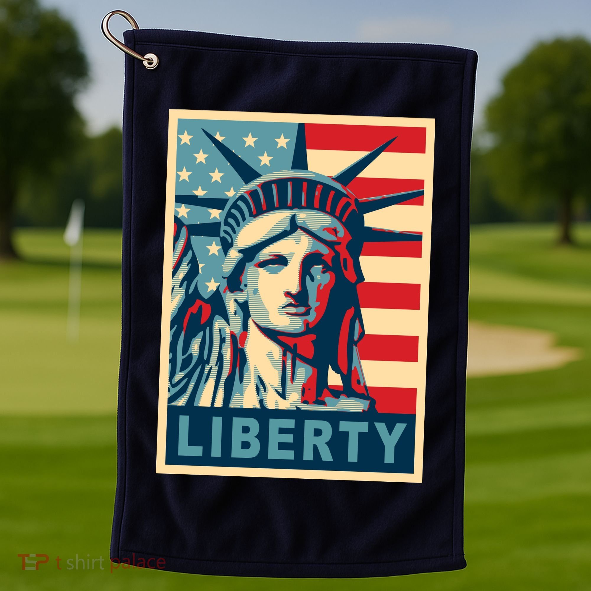 American Flag Statue Of Liberty Golf Towel