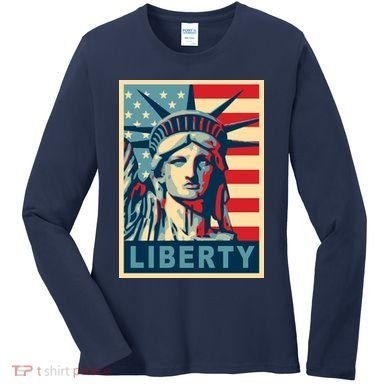American Flag Statue Of Liberty Women's Long Sleeve Shirt
