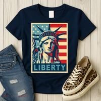 American Flag Statue Of Liberty Women's T-Shirt thumb 3
