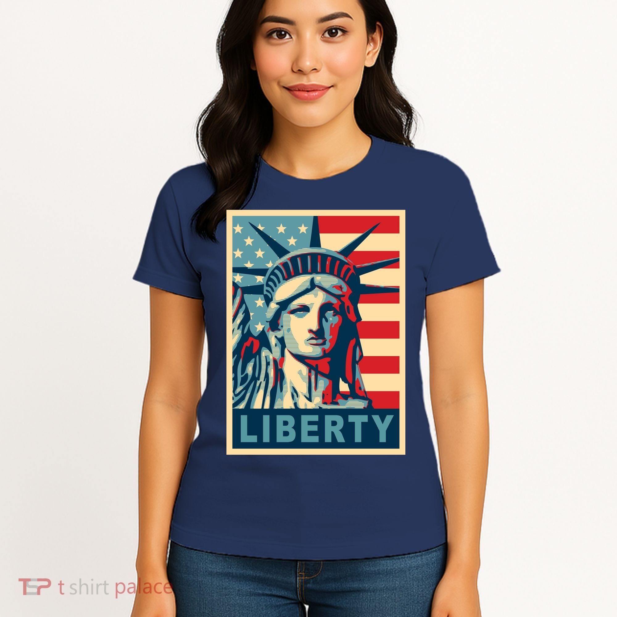 American Flag Statue Of Liberty Women's T-Shirt