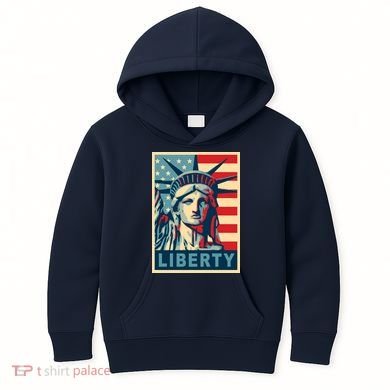 American Flag Statue Of Liberty Kids Hoodie