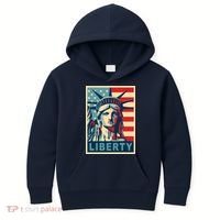 American Flag Statue Of Liberty Kids Hoodie thumb 0