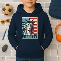American Flag Statue Of Liberty Kids Hoodie thumb 2