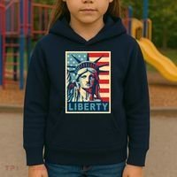 American Flag Statue Of Liberty Kids Hoodie thumb 3