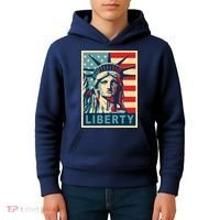 American Flag Statue Of Liberty Kids Hoodie thumb 4