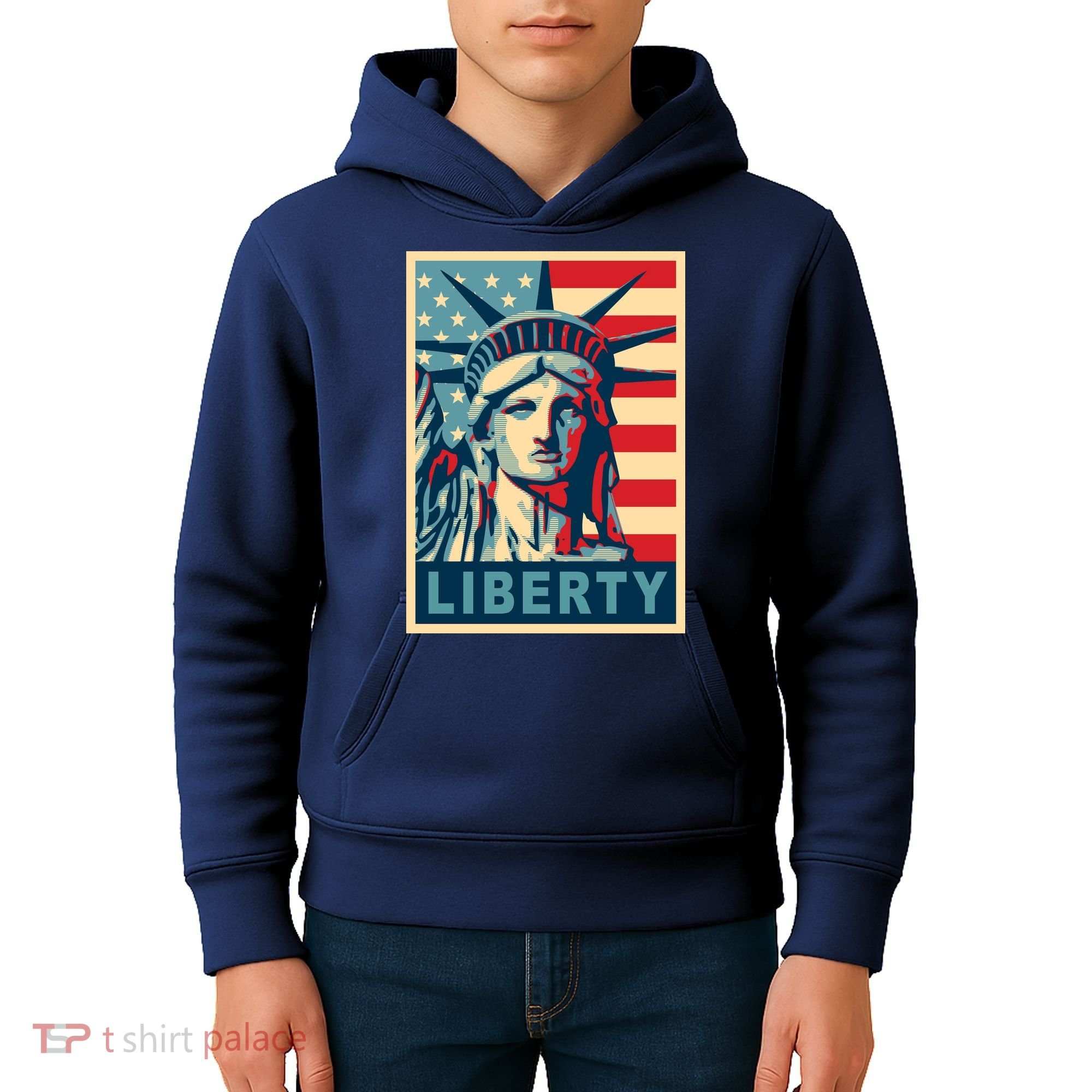 American Flag Statue Of Liberty Kids Hoodie