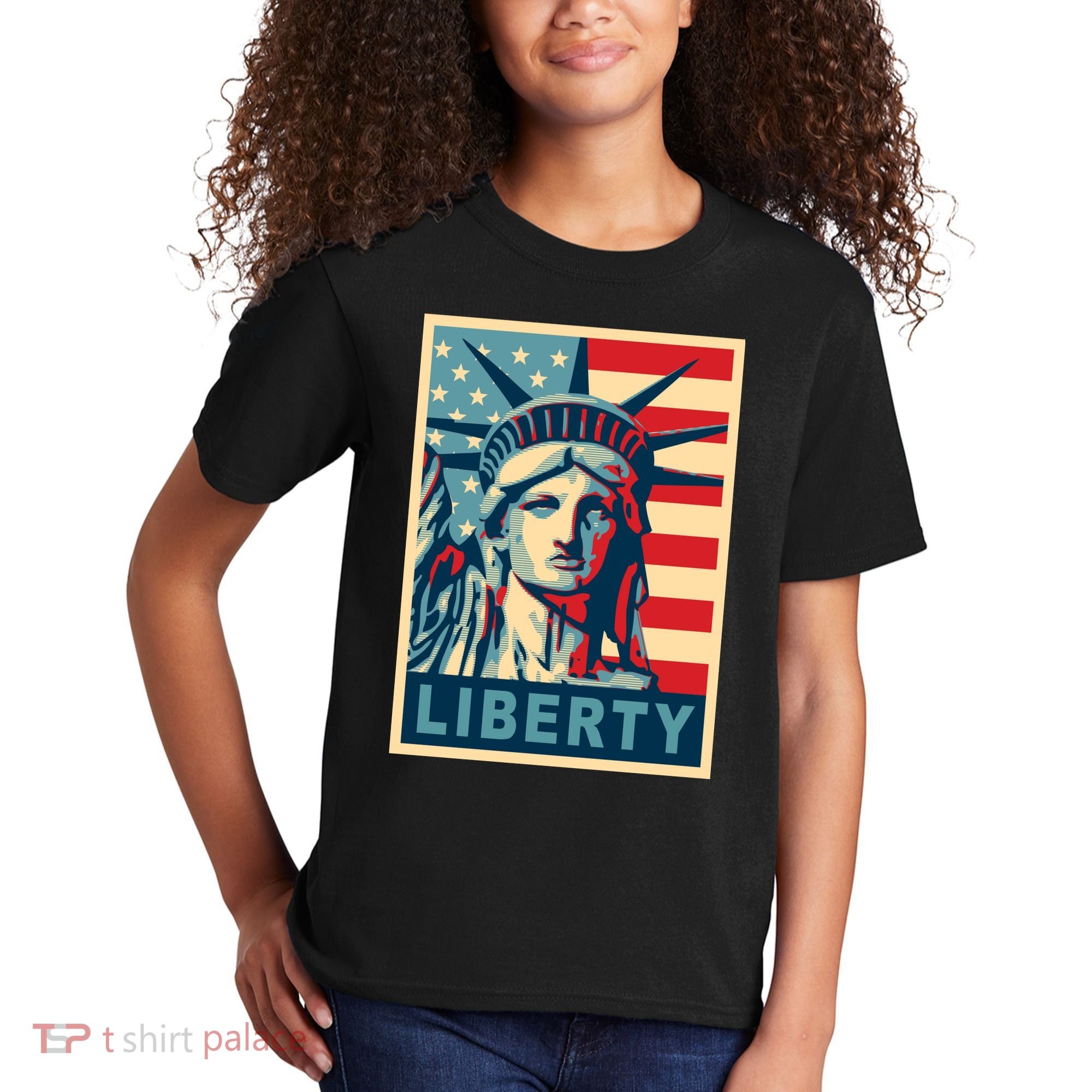 American Flag Statue Of Liberty Kids T-Shirt