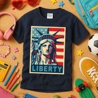 American Flag Statue Of Liberty Kids T-Shirt thumb 3