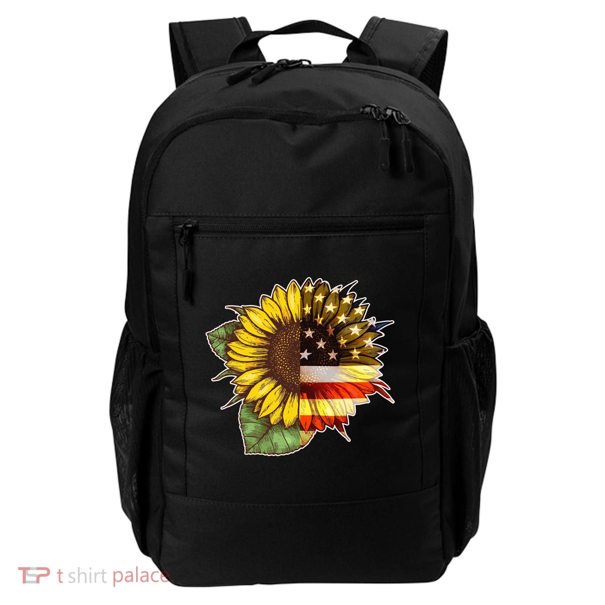 American Flag Sunflower Backpack