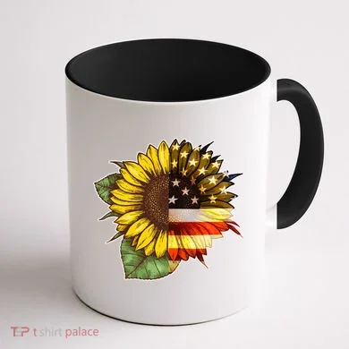 American Flag Sunflower Coffee Mug back