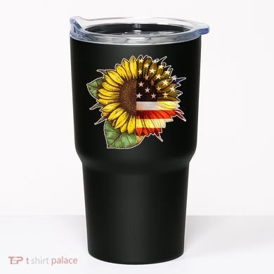 American Flag Sunflower Tumbler