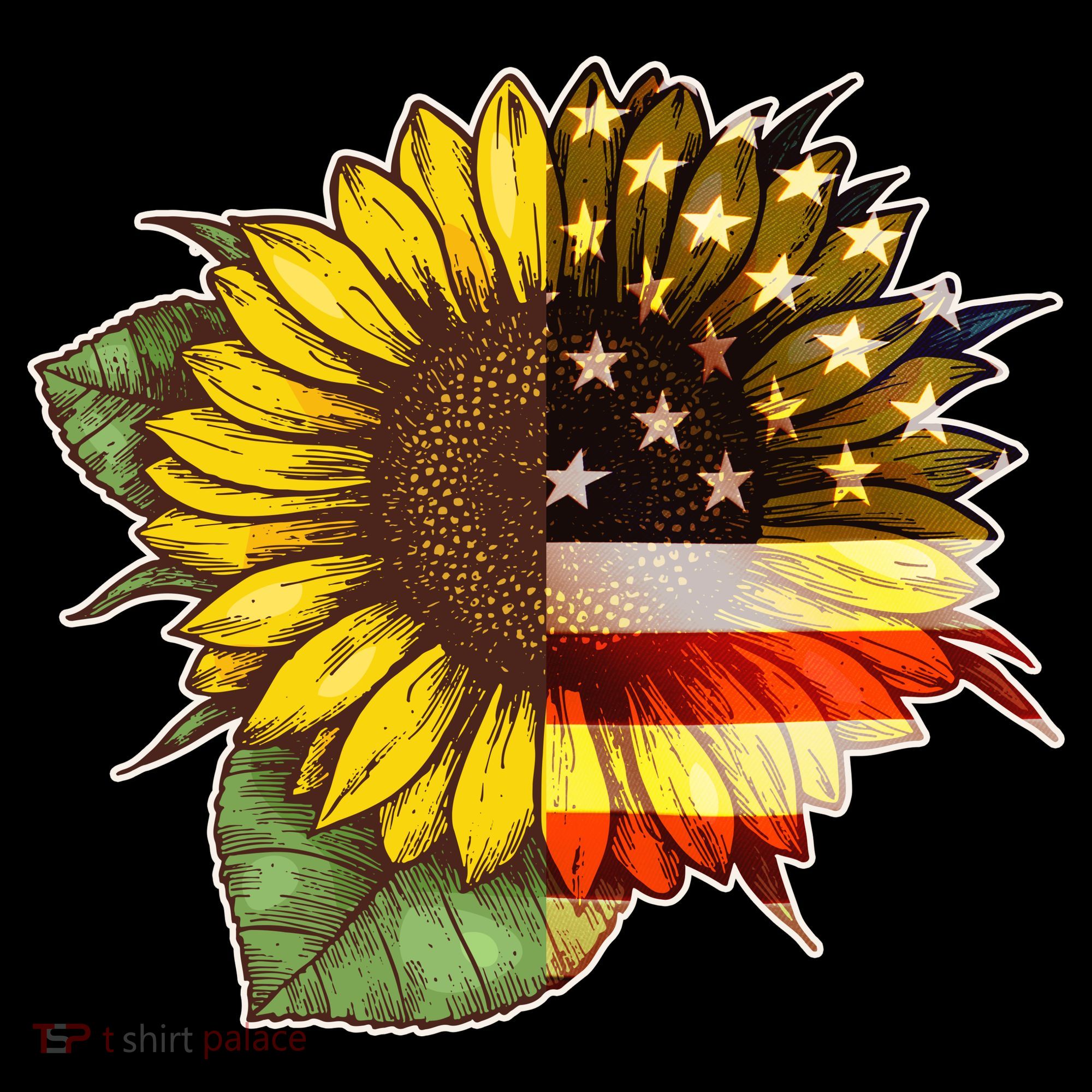 American Flag Sunflower Ornament