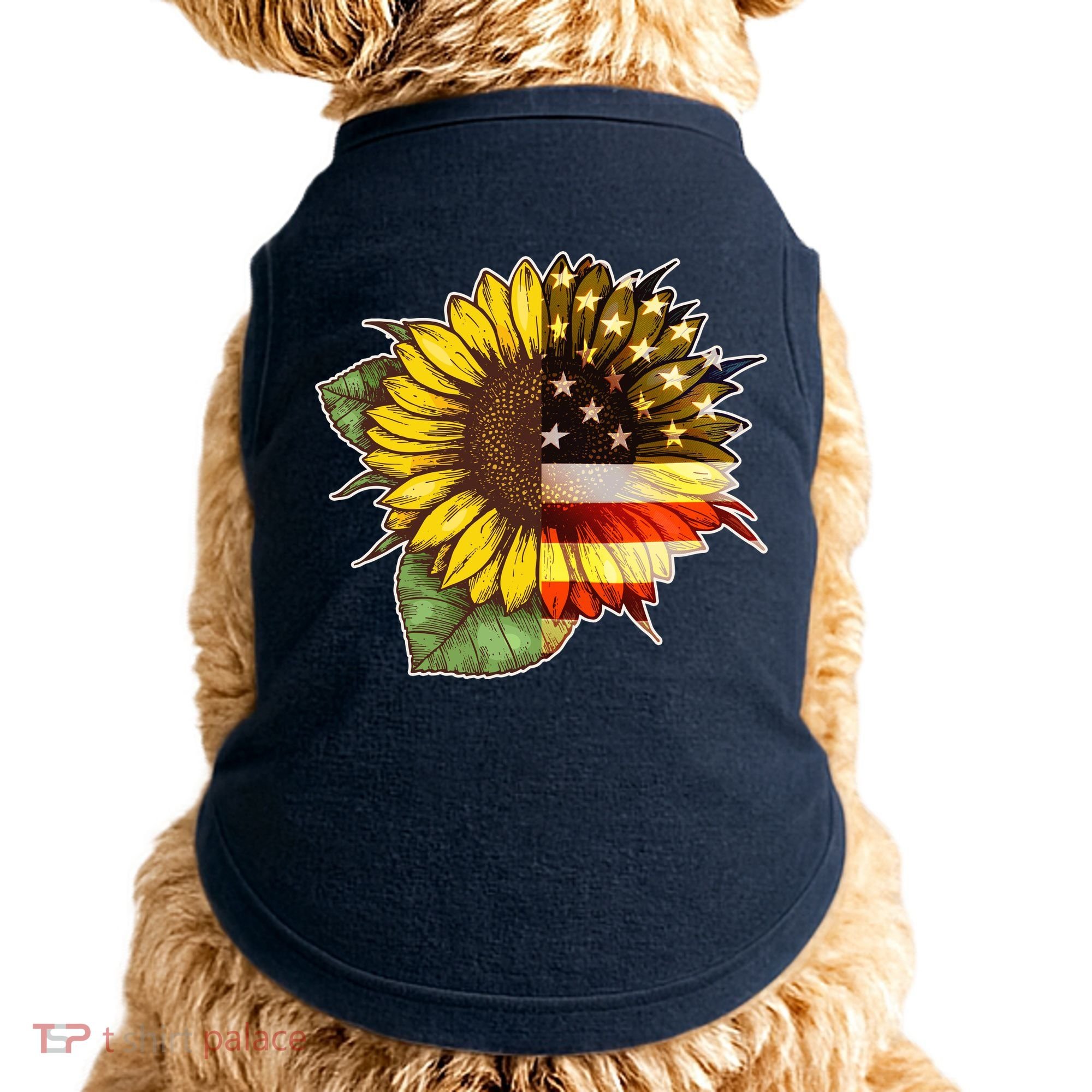 American Flag Sunflower Doggie Tank