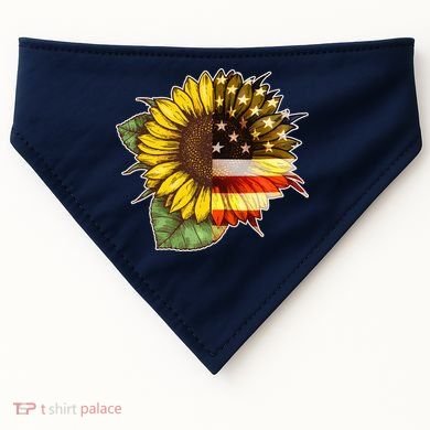American Flag Sunflower USA-Made Doggie Bandana