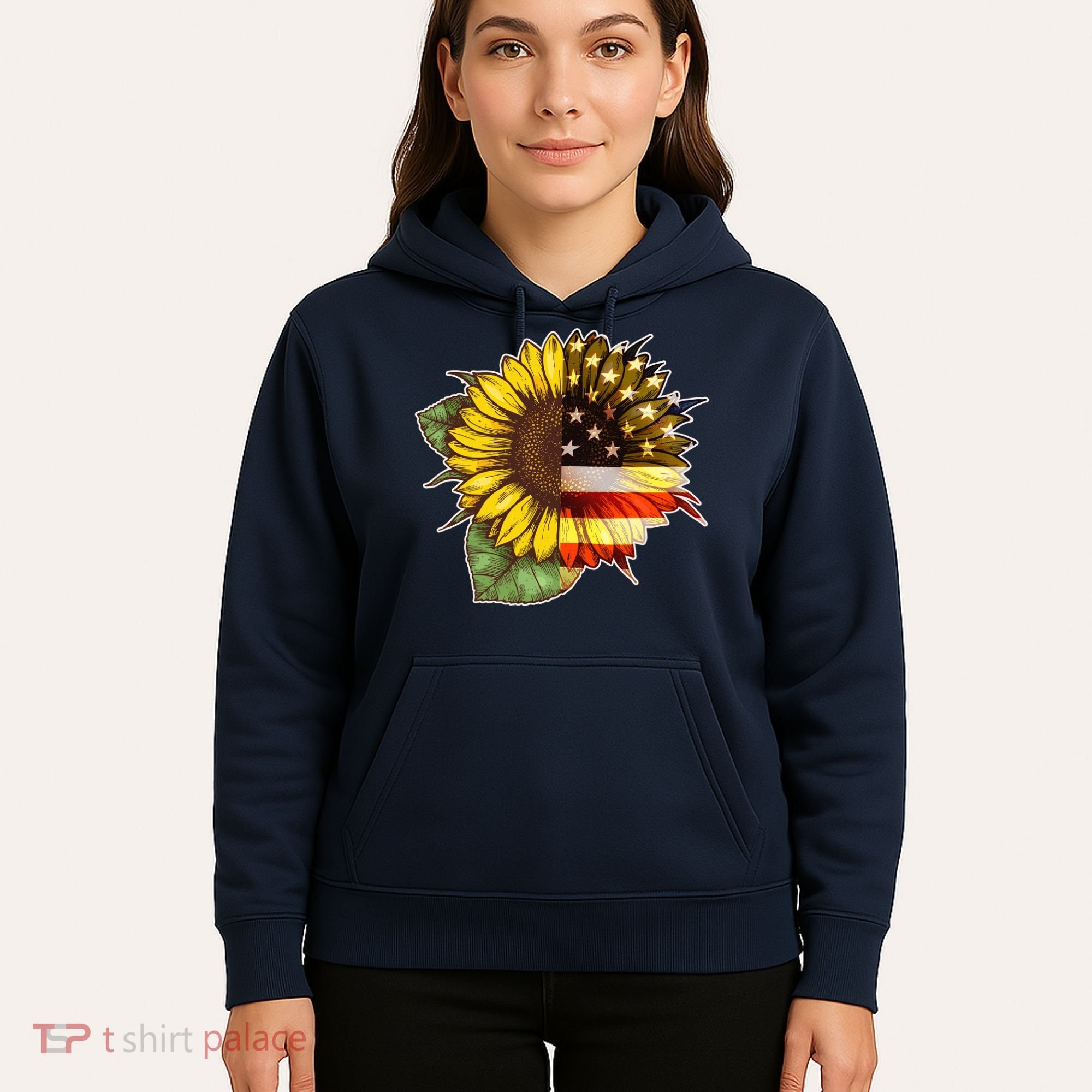 American Flag Sunflower Hoodie