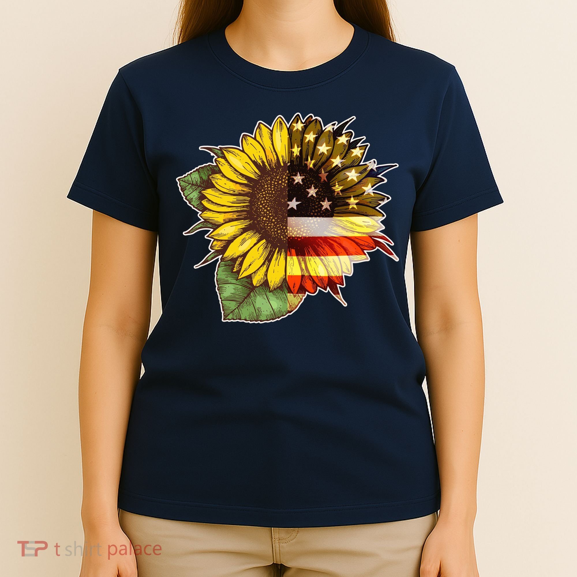 American Flag Sunflower T-Shirt
