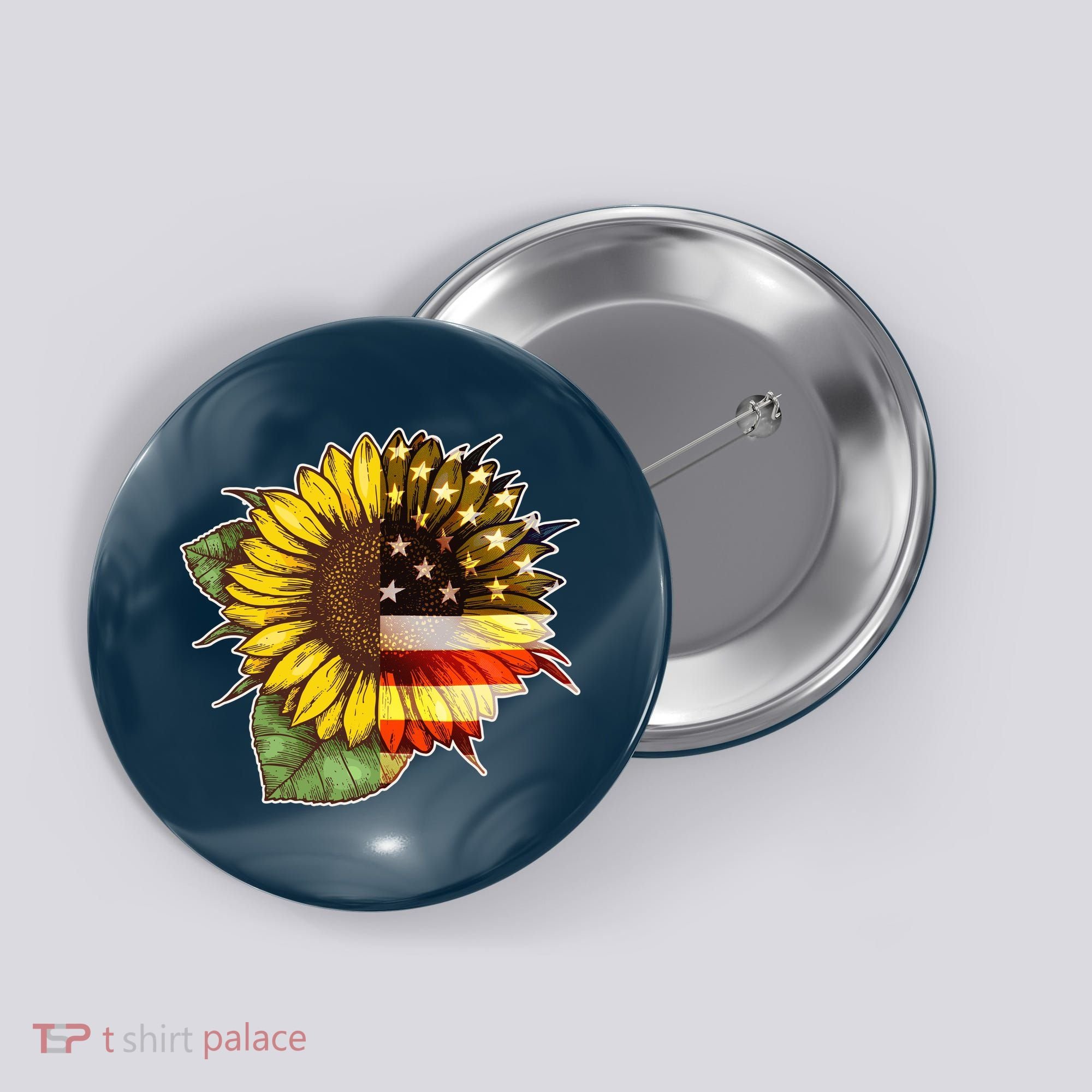 American Flag Sunflower Button