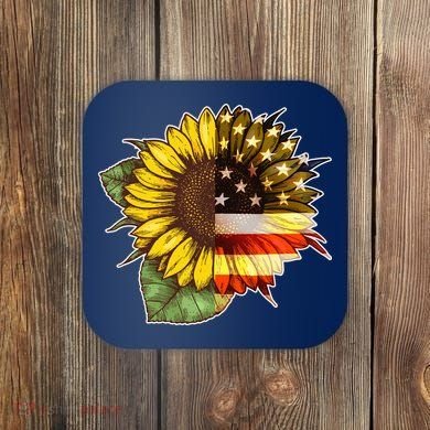 American Flag Sunflower Coaster