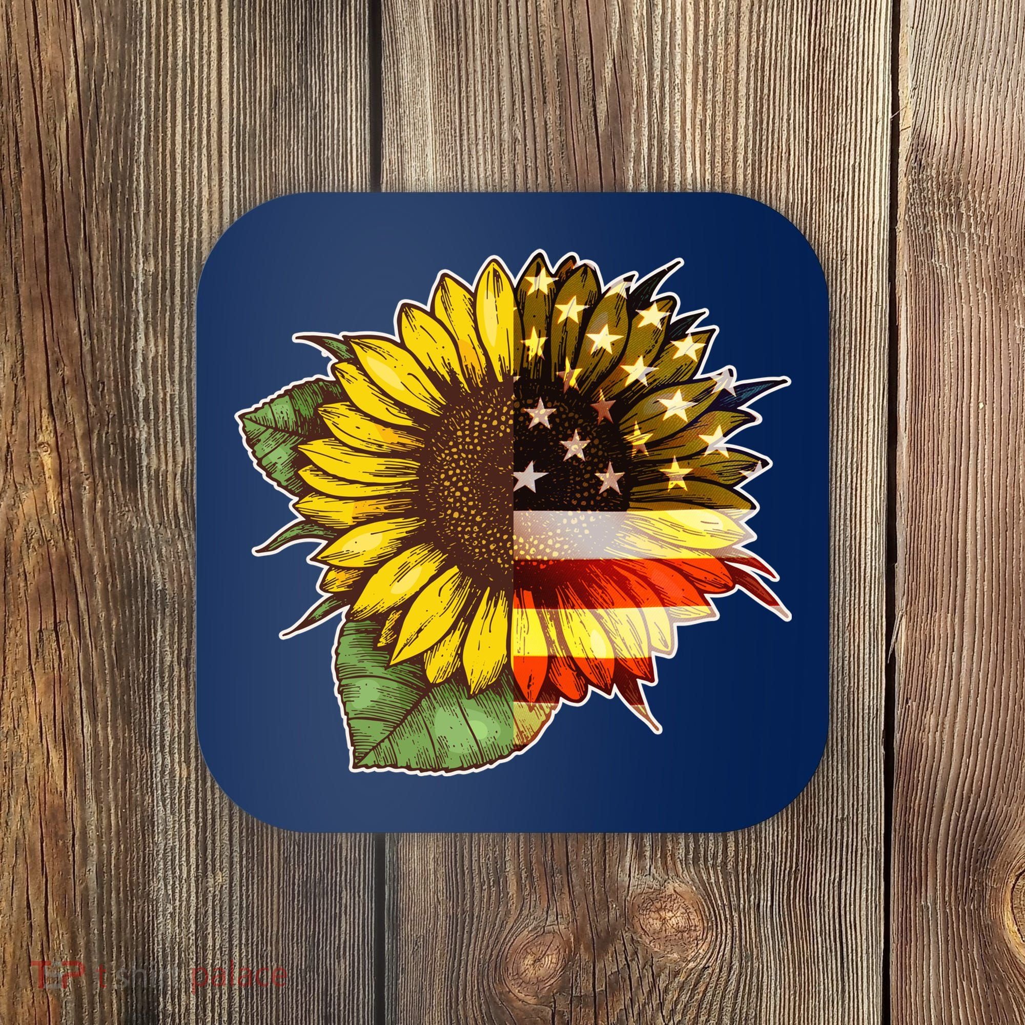 American Flag Sunflower Coaster