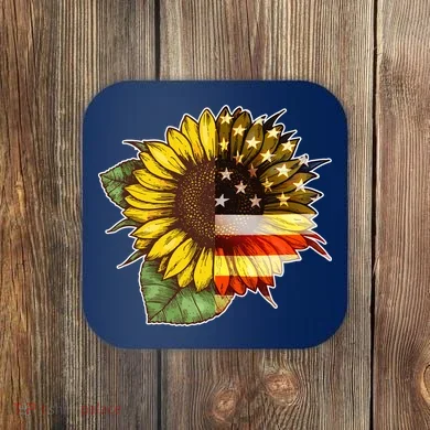 American Flag Sunflower Coaster