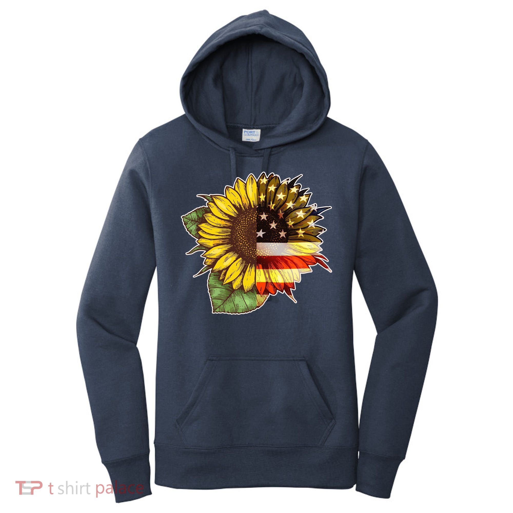 American Flag Sunflower Women's Hoodie