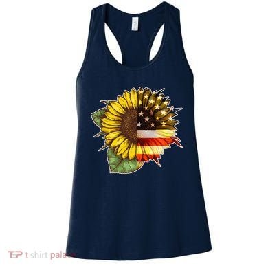 American Flag Sunflower Women's Tank Top